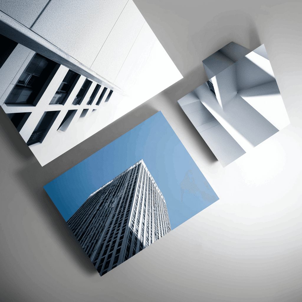 Abstract architectural rendering of corporate office buildings